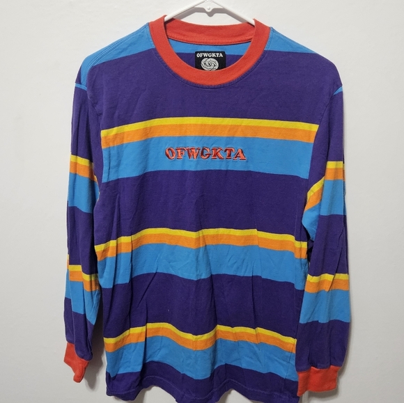 OFWGKTA Colorful Men’s Strip Knit Shirt Large Tyler Long Sleeve Color Block Med - Picture 1 of 5
